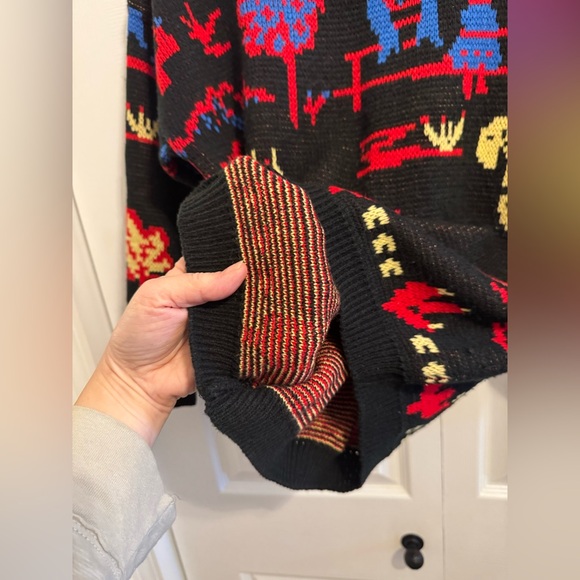 80’s Vintage color block cowboy landscape sweater. Size medium. - Picture 3 of 5